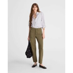 NEW Madewell Darted Barrel-Leg Utility Pant Safari Green Khaki Size 26 Sold Out